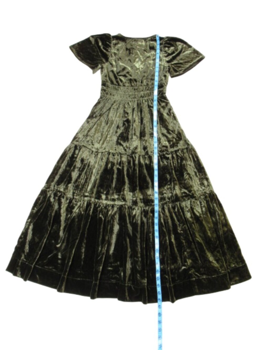 Anthropologie The Somerset Velvet Maxi Dress Dark Green Olive XXSP - Picture 10 of 14